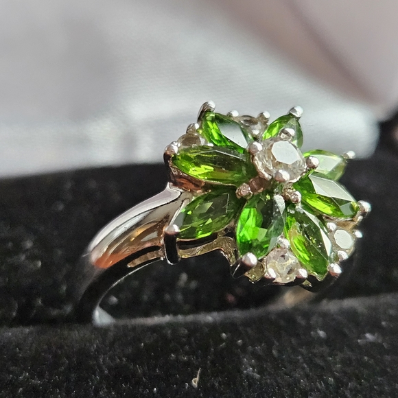 Jtv Sterling Silver 1.74CT Chrome Diopside and White Topaz Ring - Picture 2 of 4